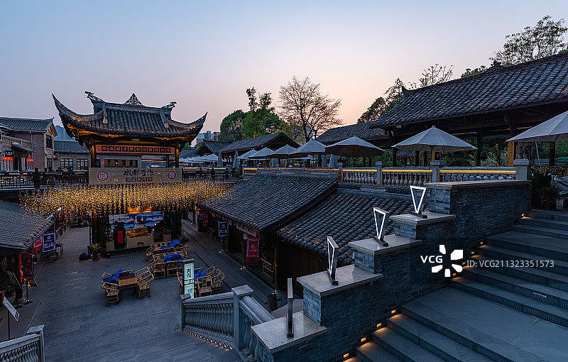 四川锦江区东门市井文化体验街区日落黄昏景色图片素材