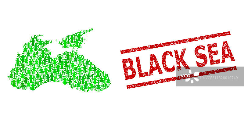 仿黑海印章和绿色划痕图片素材