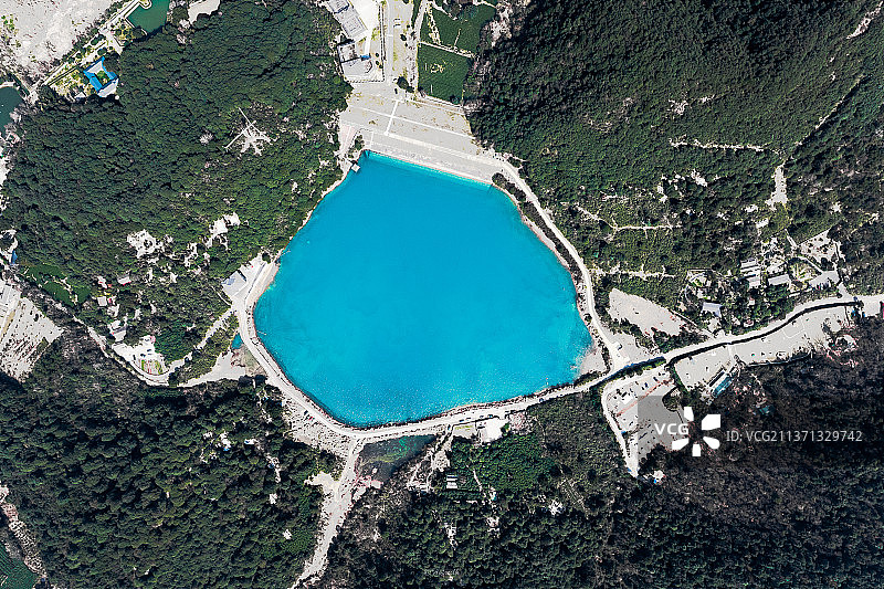 高角度海景和树木图片素材