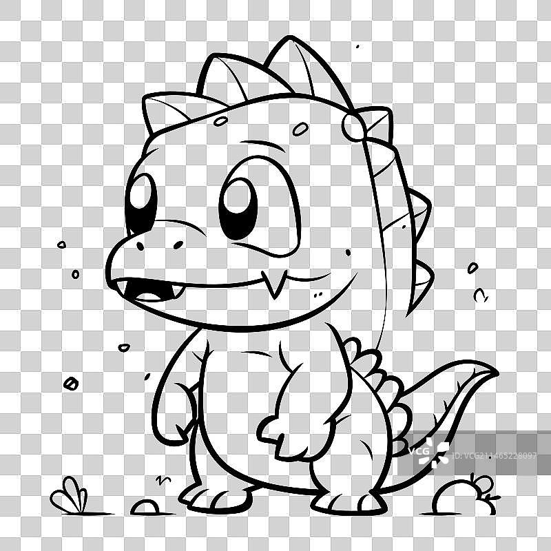 可爱卡通恐龙轮廓涂色页图片素材