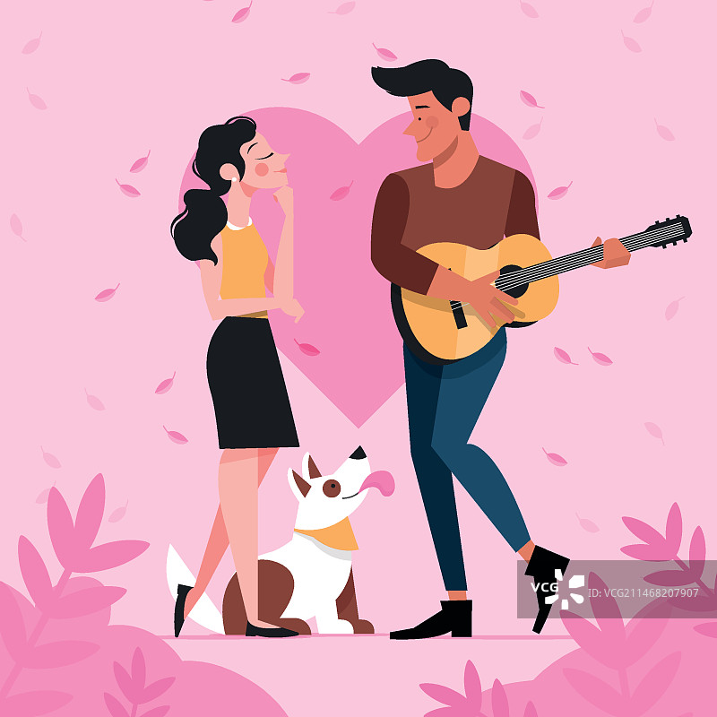 浪漫情侣插画图片素材