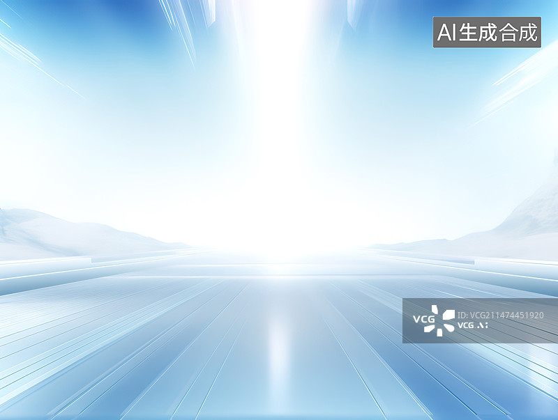 【AI数字艺术】蓝色的高速光轨科技插图图片素材