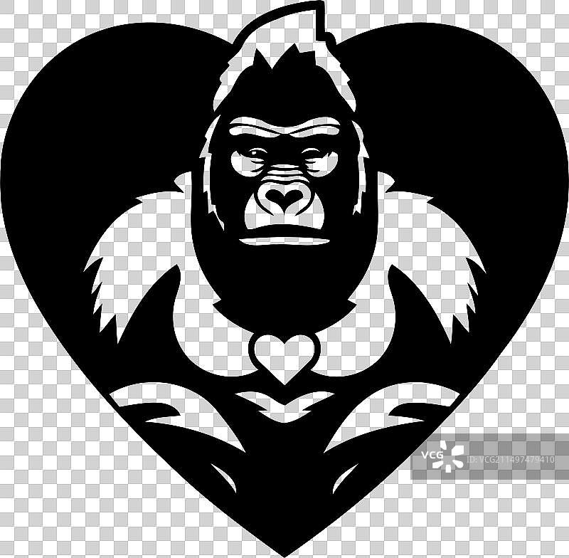 T恤图案设计：爱心大猩猩图片素材