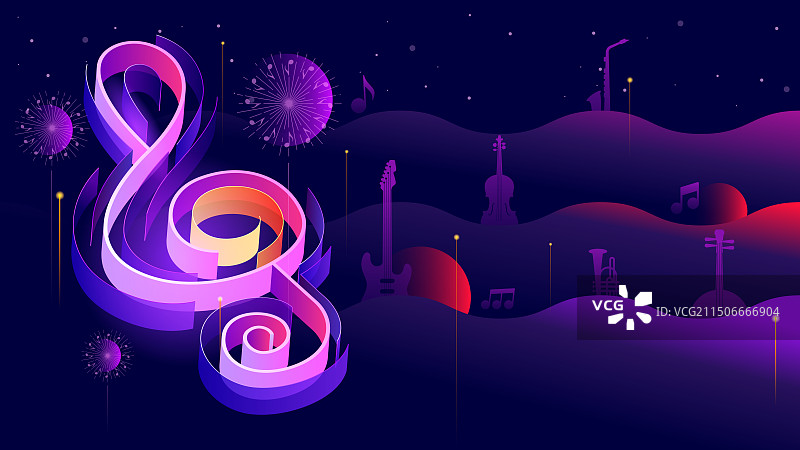 紫色高端立体音乐符号的背景图片素材