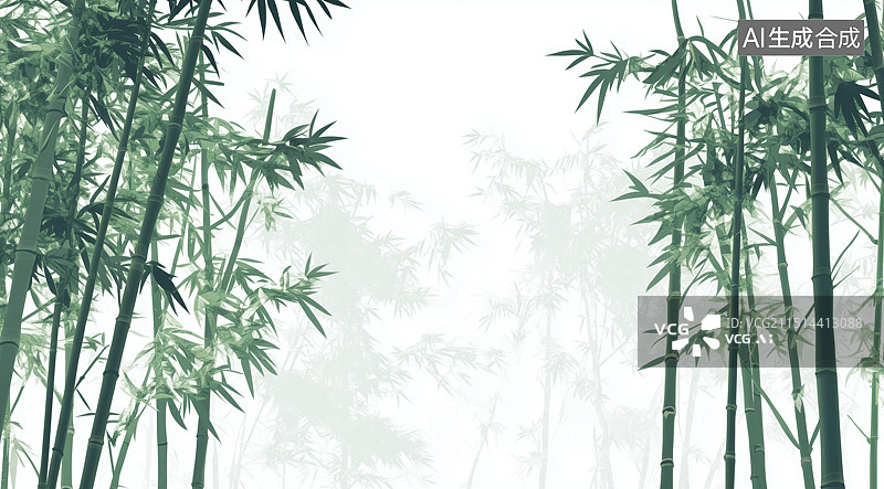【AI数字艺术】清新绿意：竹林简约背景中的生机盎然图片素材