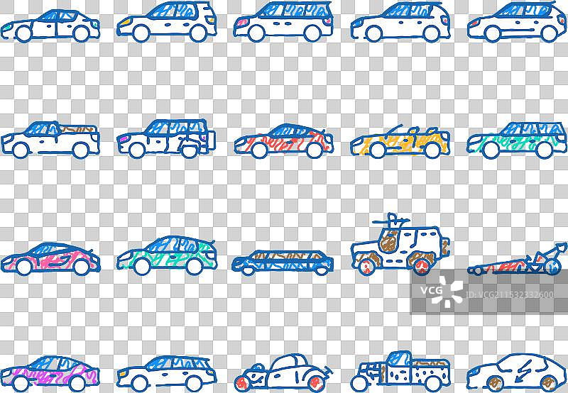 手绘的不同车身类型运输图标图片素材