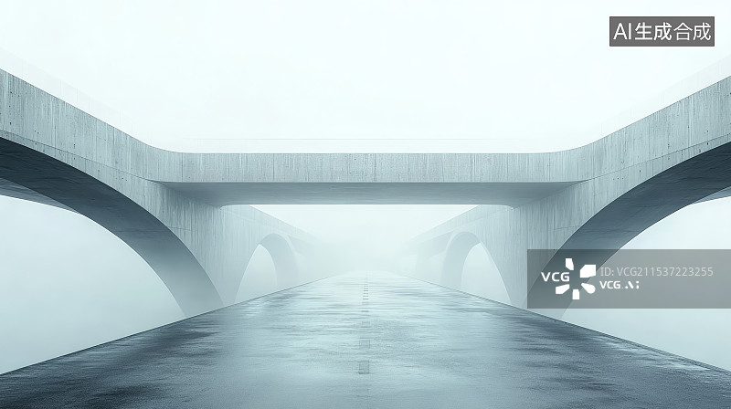 【AI数字艺术】空旷的城市高架桥道路背景图片素材