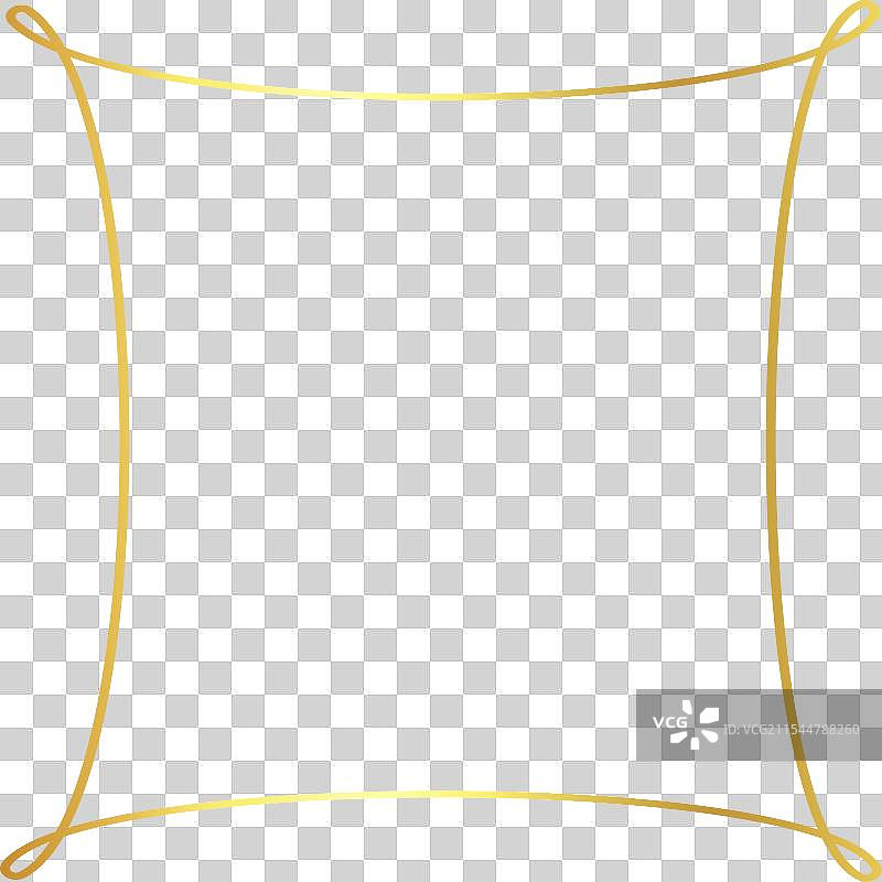 扭曲的金色方形框架置于红色背景上图片素材