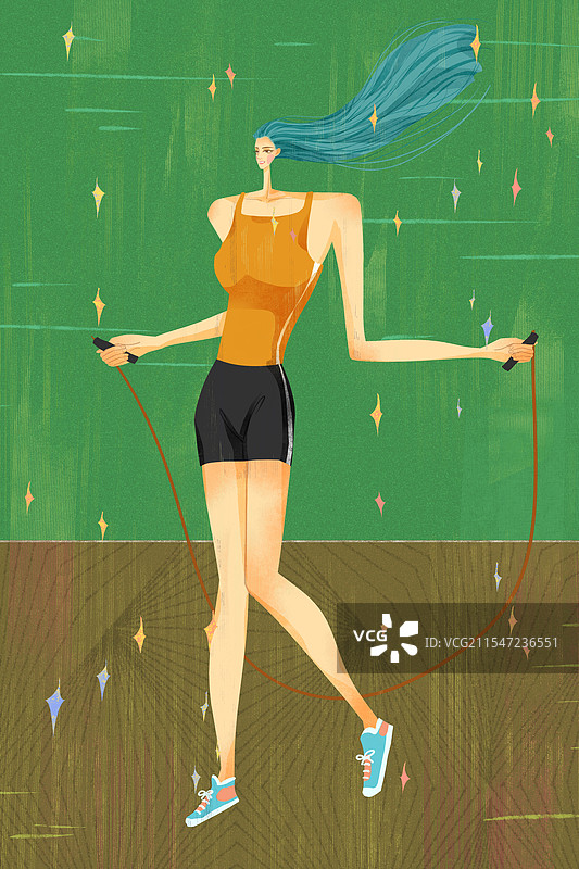 运动跳绳插画图片素材