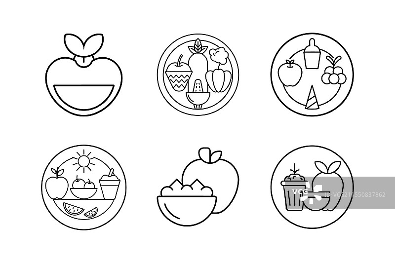 健康饮食线条艺术图片素材