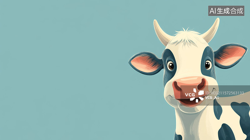 【AI数字艺术】卡通奶牛微笑图片素材