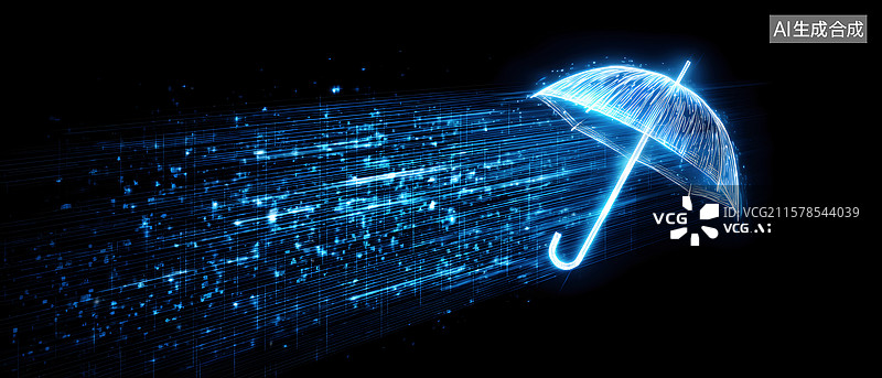 【AI数字艺术】科技感数字雨伞保护壁纸图片素材