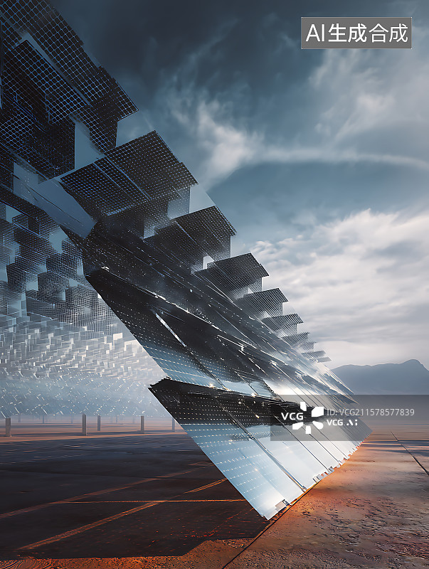 【AI数字艺术】光伏板制造流程硅片切割电池片组装组件封装图片素材