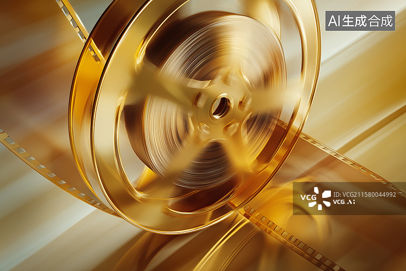 【AI数字艺术】金色的电影胶卷图片素材