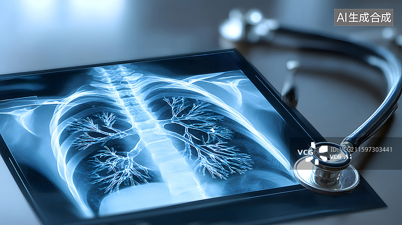 【AI数字艺术】听诊器及肺部影像图片素材