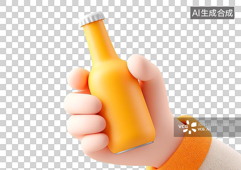 【AI数字艺术】一只卡通小手拿着一瓶饮料图片素材