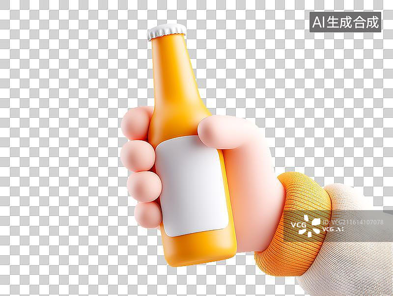 【AI数字艺术】一只卡通小手拿着一瓶饮料图片素材