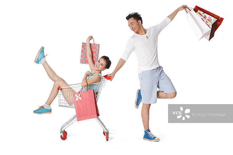 时尚活力的年轻人购物图片素材