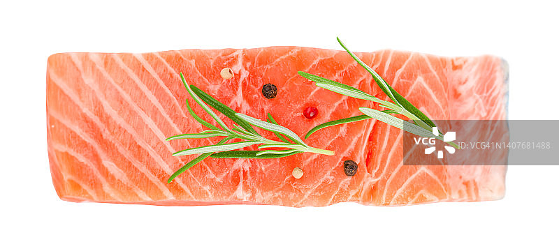 白色背景上的三文鱼牛排图片素材