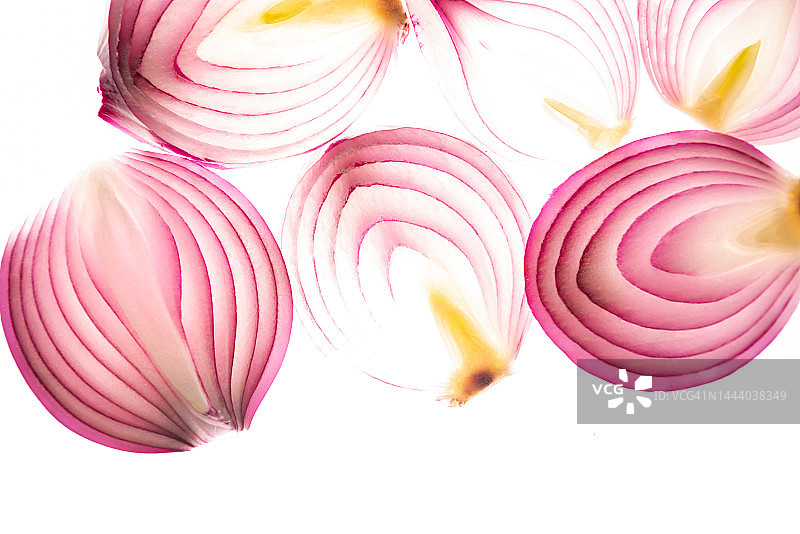 红色洋葱切片背景，抽象食物背景图片素材